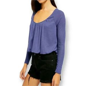 We the free periwinkle bubble crop thermal top